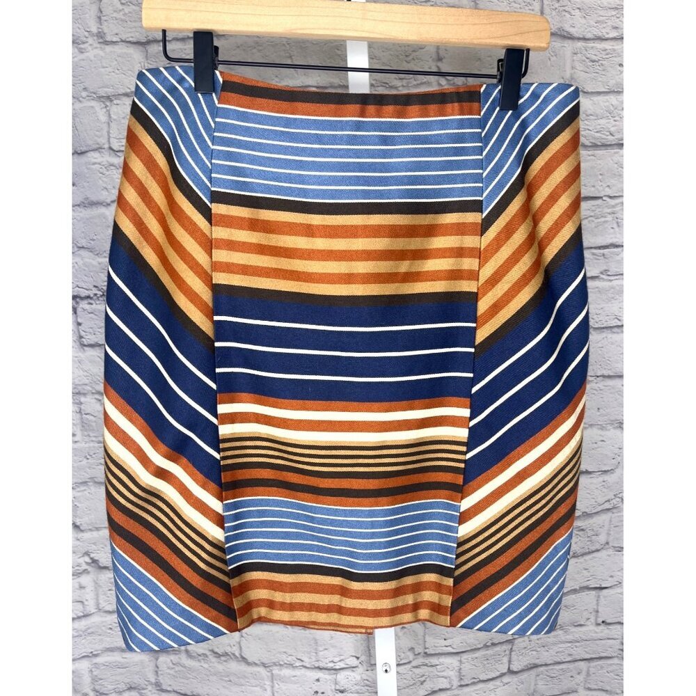 J. McLaughlin Montecito Pencil Skirt Indigo Stripe Women's Size 8 Multicolor